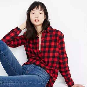 Madewell Flannel Popover Shirt in Buffalo Check